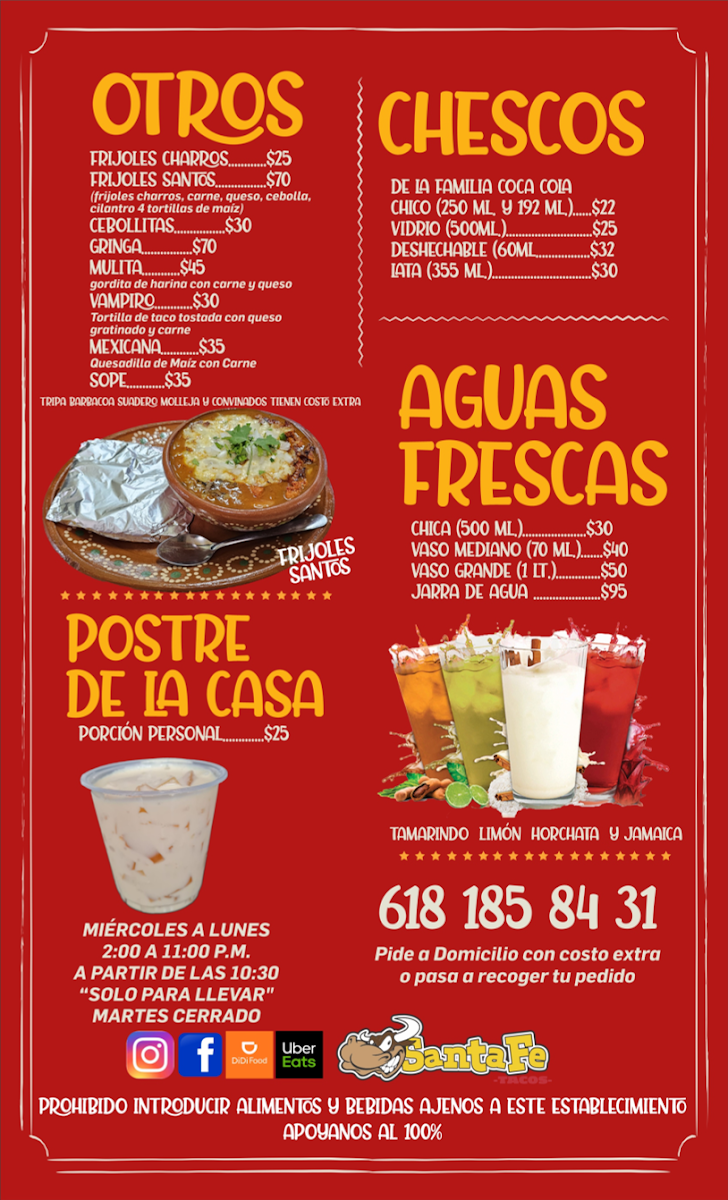 Tacos Santa Fe Menu - Image 1