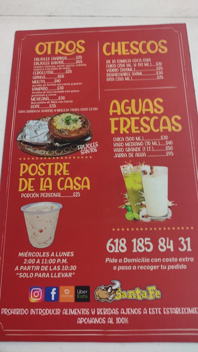 Tacos Santa Fe Menu - Image 3